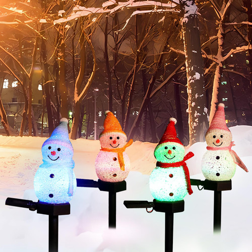 Solar Christmas Decorations Outdoor Waterproof-Christmas Solar Lights Outdoor Stakes-Snowman Solar Lights-Christmas Snowman Outdoor Decor for Yard Garden Lawn Decor