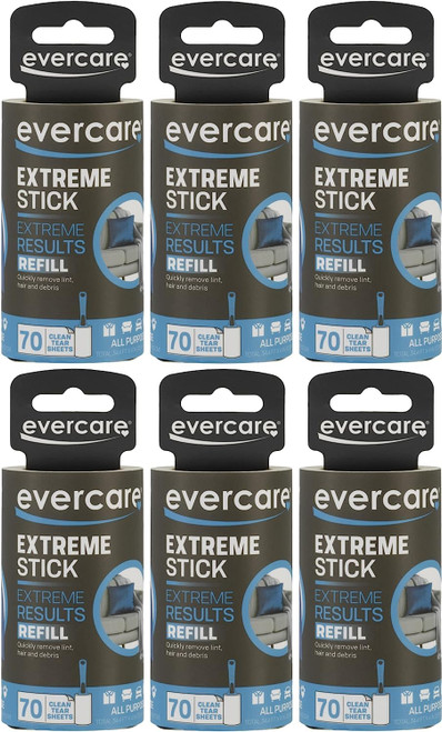 Evercare Extra Sticky Lint Roller Refill, 60 Sheets (6 Pack)
