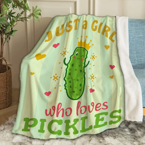 ARTBLANKET Pickles Blanket Gifts for Girl Women, Just A Girl Who Loves Pickles Throw Blanket Fannel Fleece Microfiber Plush Bed Blanket Super Soft for All Season Bed Couch Sofa 50x40 in for Kid ARTBLANKET Pickles Blanket Gifts for Girl Women, Just A Girl Who Loves Pickles Throw Blanket Fannel Fleece Microfiber Plush Bed Blanket Super Soft for All Season Bed Couch Sofa 50x40 in for Kid