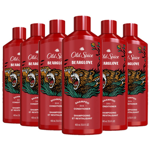 Old Spice Bearglove 2in1 Shampoo and Conditioner for Men, 13.5 fl oz, Pack of 6 Old Spice Bearglove 2in1 Shampoo and Conditioner for Men, 13.5 fl oz, Pack of 6