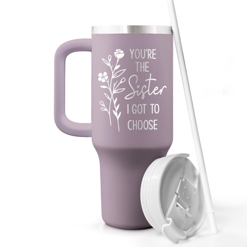 Pandzee Best Friend Gift For Women - Birthday, Christmas Gift for Sister, Besties, Friendship, Soul Sister, Sister In Law - Mothers Day Gift For Friend - 40oz Travel Tumbler With Handle & Straw Lid