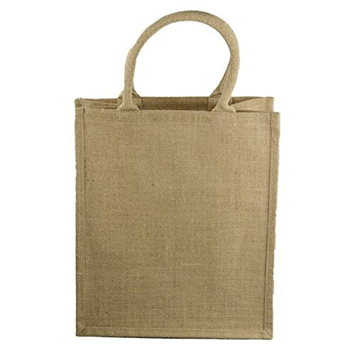 Natural Jute Burlap 6 Bottle Wine Tote Bag Reusable Jute Wine Carrier w/ Divider (3)