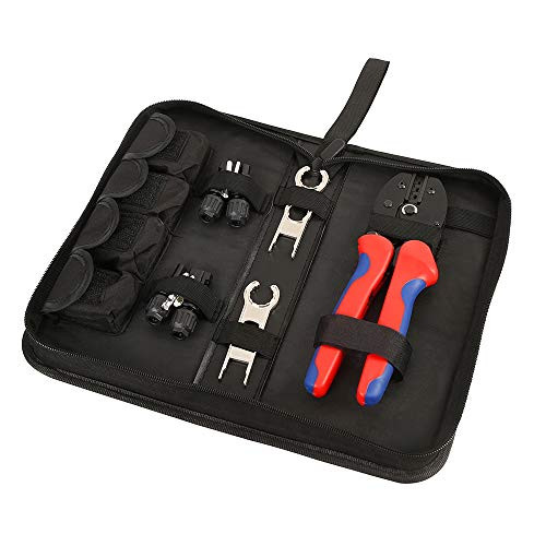Dienspeak MC3 MC4 Crimping Assembly and Disassembly Tool Kits for 2.5/4.0/6.0mm² Solar Panel PV Cable, 6 Pairs Male Female MC4 Solar Connectors, 1 Pair MC4 Spanner