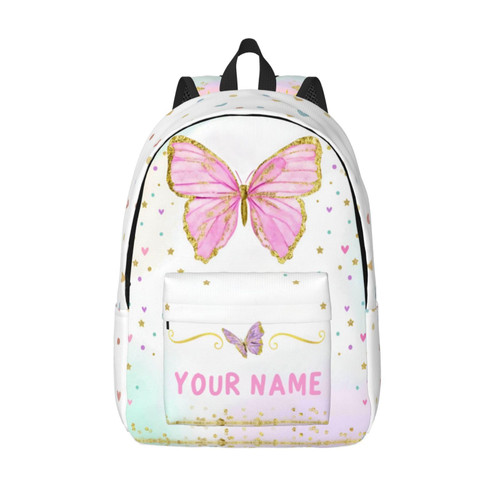 UJDUYSD Personalized Backpack for Girls Boys, Custom Backpacks with Name, Customized Butterfly School Bookbag for Kids, Personalized Casual Bookbags for Back to School Travel Picnic 15in