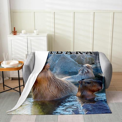 jejeloiu Capybara Flannel Fleece Throw Blanket Throw 50"x60" Cute Capybara Relaxing in The Lake Fuzzy Blanket Kawaii Pet All Season Bed Blanket for Sofa Couch Chair jejeloiu Capybara Flannel Fleece Throw Blanket Throw 50"x60" Cute Capybara Relaxing in The Lake Fuzzy Blanket Kawaii Pet All Season Bed Blanket for Sofa Couch Chair
