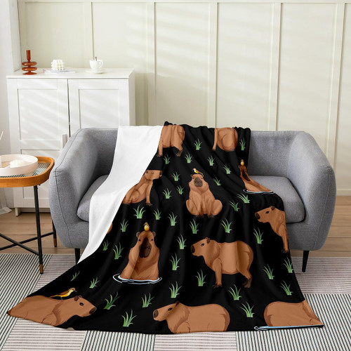 Throw 50"x60" Capybara Stuffed Animal All Season,Bed Blanket Capybaras Plush Throw Blanket, for Kids Ultra Soft Animals Lovers Flannel Fleece Blanket Kawaii Throw 50"x60" Capybara Stuffed Animal All Season,Bed Blanket Capybaras Plush Throw Blanket, for Kids Ultra Soft Animals Lovers Flannel Fleece Blanket Kawaii