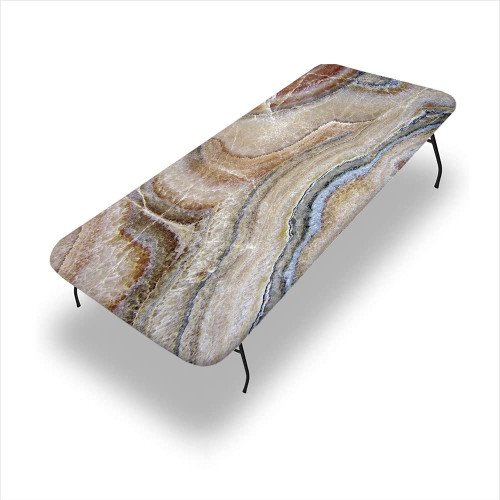 DWADW Marble Tablecloth for Folding Table, Surreal Onyx Stone Surface Pattern Pale Blue Details Picture, Suitable for Rectangular Table Home Interior, 30"x 72" Table Cover