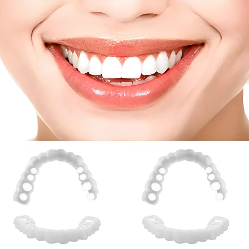 Dentures Teeth Temporary Teeth Perfect Fake Teeth and Whitening Alternative Smile Snap Tooth (1Top+ 1Bottom+2Adhesives?
