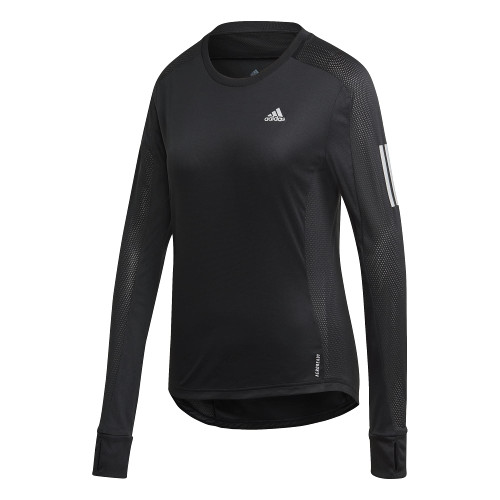 adidas Women's Own The Run Long Sleeve Tee, Black/White, Medium