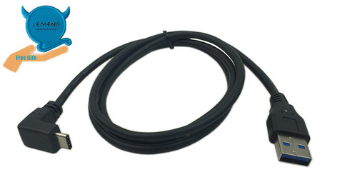 LEMENG 3.28FT 1M Right 90 Degree USB 3.1 Type C Male to USB 3.0 Type A Male Data Sync and Charge Cable for Type-C Devices