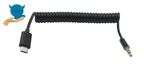 LEMENG Micro USB Male to 3.5mm 4 Pole Male Car AUX Audio Coiled Spiral Cable