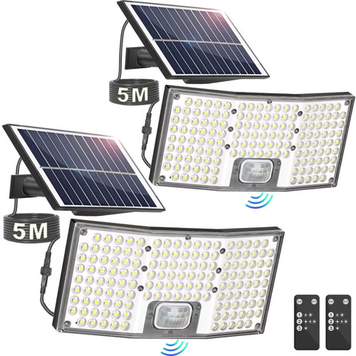 Solar Outdoor Lights Motion Sensor, 292 LED Solar Flood Lights with Remote, Dusk to Dawn Solar Security Lights Separate Panel, 3 Modes/IP65/16.4FT Cable, Solar Lighting for Outside Garage, 2 Pack Solar Outdoor Lights Motion Sensor, 292 LED Solar Flood Lights with Remote, Dusk to Dawn Solar Security Lights Separate Panel, 3 Modes/IP65/16.4FT Cable, Solar Lighting for Outside Garage, 2 Pack