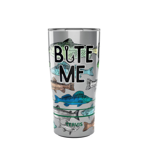 Tervis Traveler Bite Me Bait Fishing Triple Walled Insulated Tumbler Travel Cup Keeps Drinks Cold & Hot, 20oz, Stainless Steel