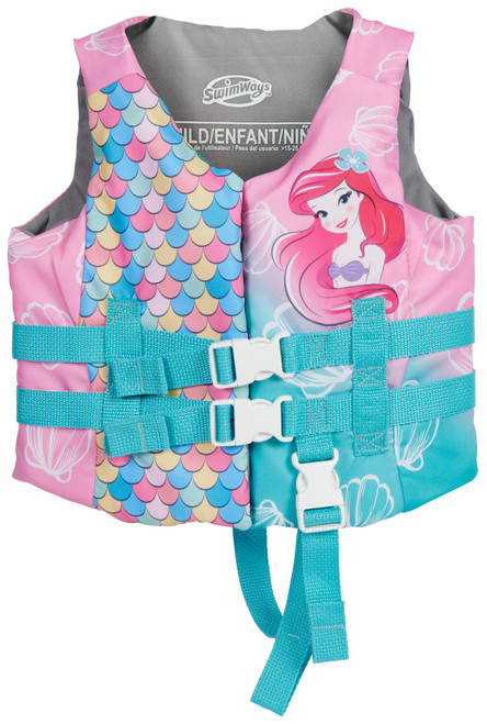 SwimWays Disney Princess Swim Trainer Life Jacket, US Coast Guard Approved Life Vest Kids Swim Vest, Pool Floats & Life Jackets for Kids 33-55 lbs, Ariel