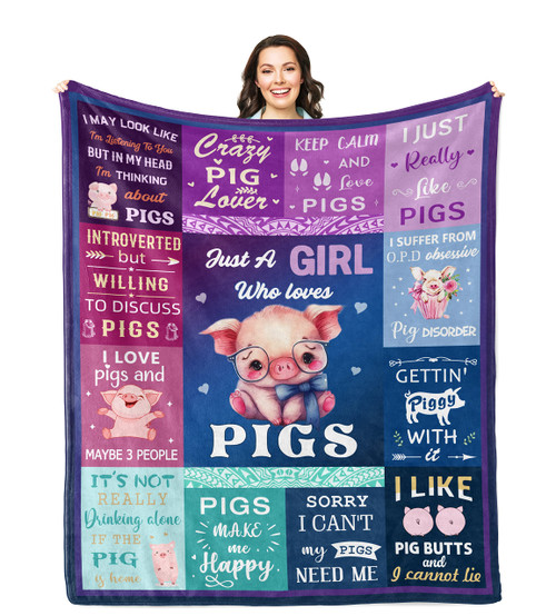 Solzien Pig Blanket 60"X50", Pig Gifts for Pig Lovers Women, Pig Gifts for Girls, Pig Decor for Pig Lovers, Cute Throw Pig Blanket, Pigs in A Blanket, Pig Themed Gifts, Just A Girl Who Loves Pigs Solzien Pig Blanket 60"X50", Pig Gifts for Pig Lovers Women, Pig Gifts for Girls, Pig Decor for Pig Lovers, Cute Throw Pig Blanket, Pigs in A Blanket, Pig Themed Gifts, Just A Girl Who Loves Pigs