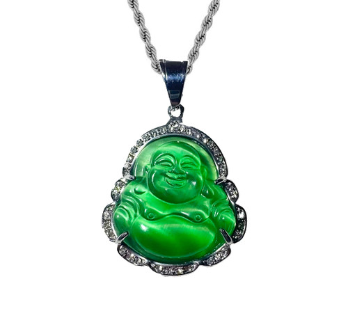 Men Women Jewelry Iced Laughing Buddha Bottle Green Jade Pendant Necklace Rope Chain Genuine Certified Grade A Jadeite Jade Hand Crafted, Jade Necklace, Silver Stainless Steel Laughing Jade Buddha Necklace, Jade Medallion, Fast Prime Shipping (24" NE Men Women Jewelry Iced Laughing Buddha Bottle Green Jade Pendant Necklace Rope Chain Genuine Certified Grade A Jadeite Jade Hand Crafted, Jade Necklace, Silver Stainless Steel Laughing Jade Buddha Necklace, Jade Medallion, Fast Prime Shipping (24" NE