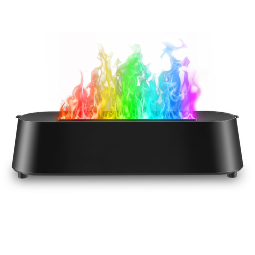 Colorful Flame Air Aroma Diffuser, Upgraded Timing 7 Flame Colors Noiseless Essential Oil Diffuser for Home,Office,Yoga with Auto-Off Protection 2/4/6H (200ML Black)