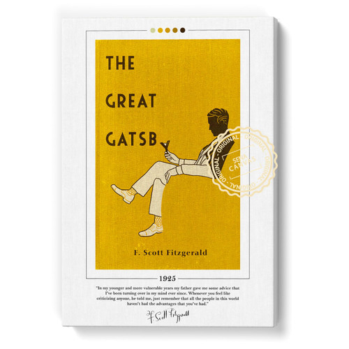 F Scott Fitzgerald The Great Gatsby Book Cover Poster Canvas Wall Art Prints (Framed, 8x12" - 21x30cm)