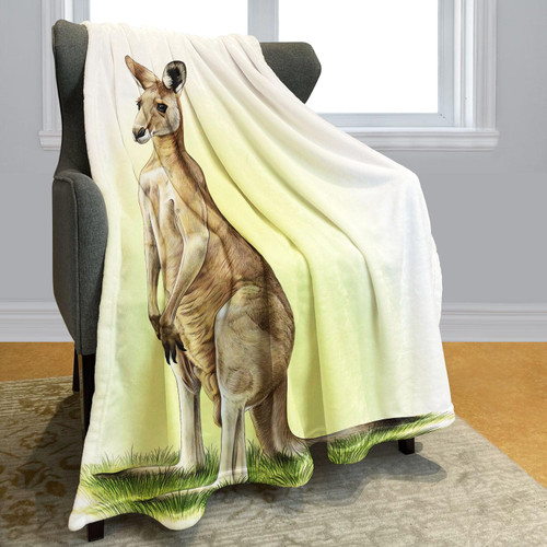 Rstick Kangaroo Blanket Australian Animal Fleece Blanket Soft Fuzzy Plush Throw Blankets for Couch Bed 50"x60"
