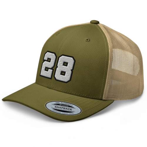 RIVEMUG Team Number 28 Embroidered Trucker Hat Curved Bill Mid Crown Adjustable Baseball Cap