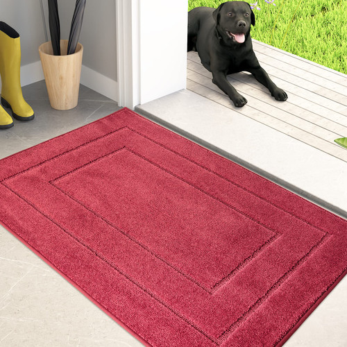 PURRUGS Dirt Trapper Door mat 20" x 31.5", Non-Slip/Skid Machine Washable Entryway Rug, Dog Door Mat, Super Absorbent Welcome mat for Muddy Wet Shoes and Paws, Burgundy Red PURRUGS Dirt Trapper Door mat 20" x 31.5", Non-Slip/Skid Machine Washable Entryway Rug, Dog Door Mat, Super Absorbent Welcome mat for Muddy Wet Shoes and Paws, Burgundy Red