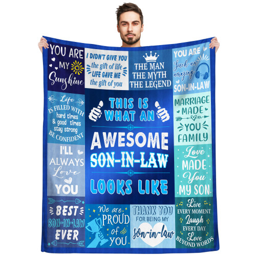 Ownxhbc Best Son in Law Gifts Blanket, Son in Law Gifts from Mother in Law, to My Son in Law Gifts, Best Christmas Birthday Gift Ideas for Son in Law, Son-in-Law Gifts Throw Blanket 60"x50"