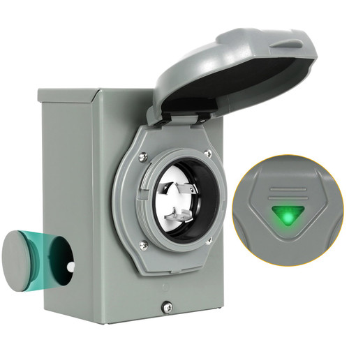 OUTPRIZE Pre-Drilled Generator Inlet Box, NEMA 3R 30 Amp Outdoor Waterproof Power Inlet Box, NEMA L5-30P 3 Prong, 125 Volt, 3750 Watts, ETL Listed