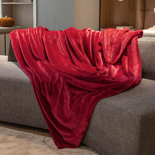 NANPIPER Fleece Blanket Queen Size Soft Bed Blankets-420GSM Warm Fuzzy Plush Microfiber Wine Red 90"x90"