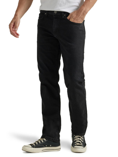Lee Men's Legendary Regular Straight Jean, Overdye Black, 36W x 30L