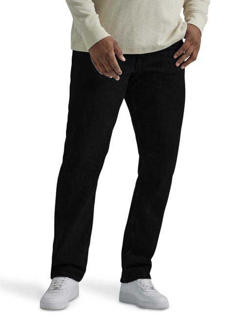 Lee Men's Big & Tall Legendary Regular Straight Jean, Overdye Black, 44W x 29L