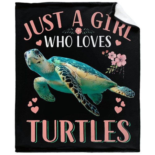 Just A Girl Who Loves Sea Turtle Blanket Lightweight Flannel Cartoon Cute Throw Blankets Cozy Plush Microfiber All-Season for Bed/Couch/Sofa 50"x40" Small for Kid