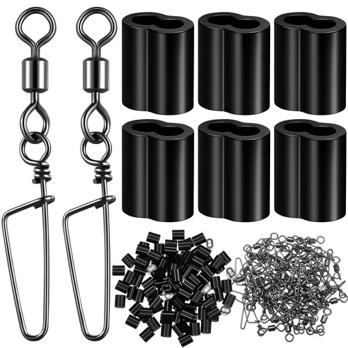 240 Pcs Decoy Crimp Swivel Snap Set, Decoy Line Cord Crimps for Duck Decoys Goose Decoys and Snap Swivels Ball Bearing Fishing Swivels for Duck Hunting Decoy Trap (Black) 240 Pcs Decoy Crimp Swivel Snap Set, Decoy Line Cord Crimps for Duck Decoys Goose Decoys and Snap Swivels Ball Bearing Fishing Swivels for Duck Hunting Decoy Trap (Black)