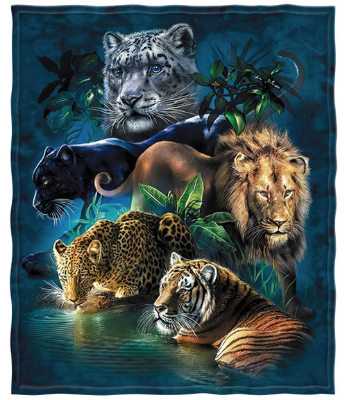 HommomH 50"x60" Blanket Soft Fluffy Fleece Throw for Sofa Bed Tiger Leopard Lion