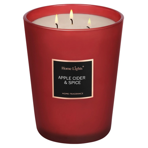 HomeLights Scented Candles, Candles for Home Scented, Large Jar Aromatherapy Candles, Natural Soy Wax, 130 Hours Long Burning Candles Gift, Apple Cider & Spice