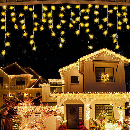 Icicle Christmas Lights Outdoor,400LED/32FT Christmas Decorations Hanging Fairy String Lights with 75 Icicle Drops,8 Modes,Connectable, Waterproof Design for Party, Holiday, Wedding Decor(Warm White) Icicle Christmas Lights Outdoor,400LED/32FT Christmas Decorations Hanging Fairy String Lights with 75 Icicle Drops,8 Modes,Connectable, Waterproof Design for Party, Holiday, Wedding Decor(Warm White)