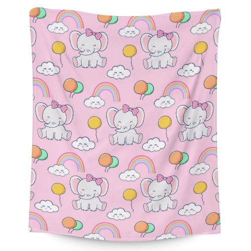 Elephant Throw Blanket - 50x40 Inches Small Blanket for Kids, Girls & Women - Soft Plush Blankets for Bed, Couch, Sofa - Pink Cute Fuzzy Throws Gifts