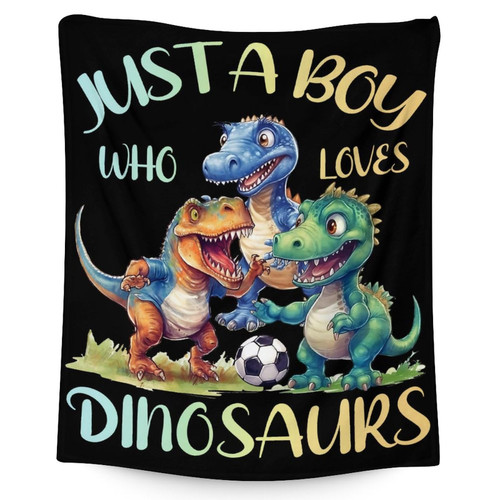 Dinosaur Throw Blanket - 50x40 Inches Small Blanket for Kids, Boys - Soft Plush Blankets for Bed, Couch, Sofa - Black Cute Fuzzy Throws Gifts for Dinosaur Lovers