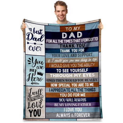 Ekpvgit Best Dad Ever Gifts, Birthday Gifts for Dad Who Wants Nothing, Dad Gifts from Daughter Son, for New Dad, Best Dad Gift Ideas, to My Dad Blanket 50"x 60"