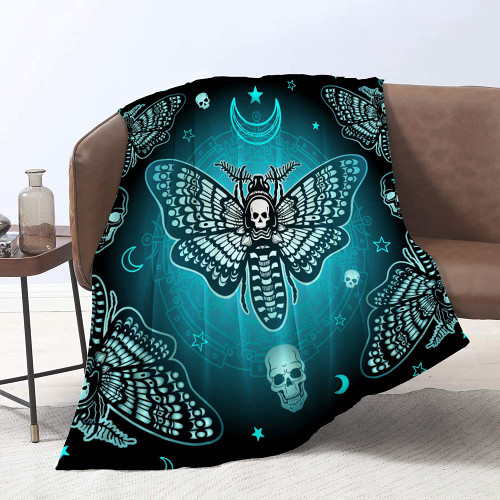 DUISE Death Moth Blanket Deaths Head Hawk Moth Skull Flannel Blanket Gothic Home Decor Blackish Green Skull Moth Blankets 50"x60"for Bed Sofa Couch Lightweight Travelling Camping DUISE Death Moth Blanket Deaths Head Hawk Moth Skull Flannel Blanket Gothic Home Decor Blackish Green Skull Moth Blankets 50"x60"for Bed Sofa Couch Lightweight Travelling Camping