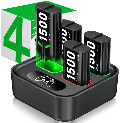 Xbox One Controller Battery Pack with 4x1500mAh (4x3600mWh) Rechargeable Xbox Series X Controller Batteries, Battery Charger Station for Xbox Series S/Xbox One X/S/Elite-Xbox One Series Accessories Xbox One Controller Battery Pack with 4x1500mAh (4x3600mWh) Rechargeable Xbox Series X Controller Batteries, Battery Charger Station for Xbox Series S/Xbox One X/S/Elite-Xbox One Series Accessories