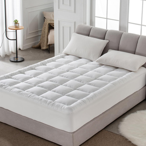 Bumblr Queen Mattress Pad for Bed Frame Soft Mattress Protector Quilted Fitted Pillow Top Mattress Cover Breathable Fluffy Mattress Topper with 8-21" Deep Pocket