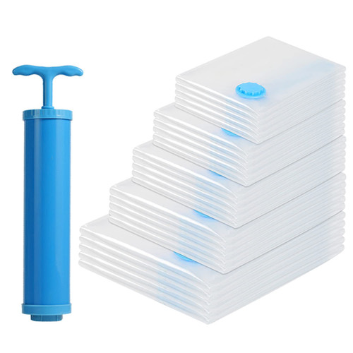 25 Pack Vacuum Storage Bags, Space Saver Bags (5 Jumbo/5 Large/5 Medium/5 Small/5 Roll) Compression Storage Bags for Comforters and Blankets, Vacuum Sealer Bags for Clothes Storage, Hand Pump Included