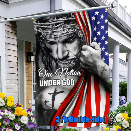 Aroxtms One Nation Under God Flag 3Ply Christian Jesus American Flags for Outside 3x5 Double Sided Christian Jesus Easter Flag Outdoor House Yard Decorations Patriotic God Flag Banner Christian Gifts