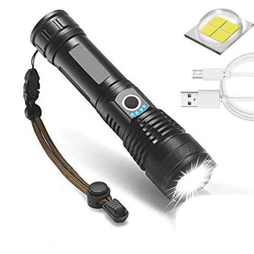 AQTOYSAMZ XHP50 Rechargeable LED Flashlights High Lumens, Super Bright 9000 Lumens XHP50 Tactical Flashlight, 5 Modes, Zoomable Powerful Handheld Flashlights for Outdoor AQTOYSAMZ XHP50 Rechargeable LED Flashlights High Lumens, Super Bright 9000 Lumens XHP50 Tactical Flashlight, 5 Modes, Zoomable Powerful Handheld Flashlights for Outdoor