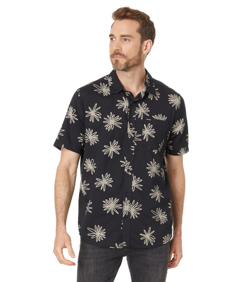 Volcom Men's Regular Lazy Dazy Short Sleeve Classic Fit Button Down Shirt, Black, Medium
