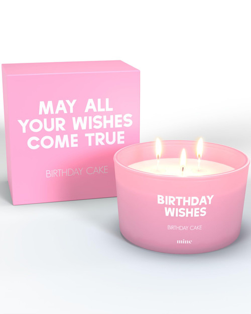 Birthday Wishes Candle - Birthday Cake Scented - 8oz Natural Soy Wax 3 Wick Candle - Birthday Gift for Friend - Happy Birthday Candle - Premium Pink Gift Box