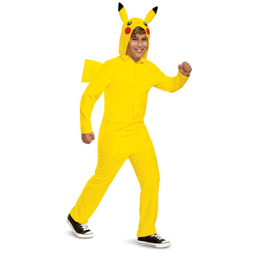 Disguise Pikachu Costume for Kids, Official Pokemon Costume Hooded Jumpsuit, Child Size Extra Large (14-16)
