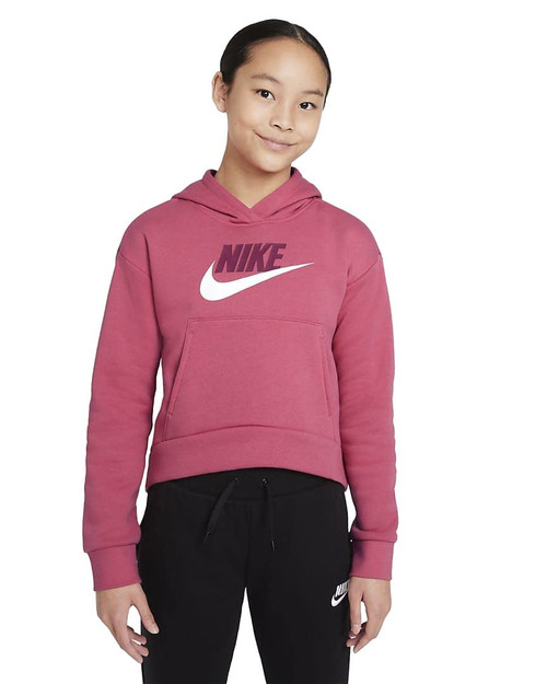 Nike Girl's Sportswear Club Fleece Hoodie (Little Kids/Big Kids) Archaeo Pink/Rush Maroon/White SM (8 Big Kid) Nike Girl's Sportswear Club Fleece Hoodie (Little Kids/Big Kids) Archaeo Pink/Rush Maroon/White SM (8 Big Kid)