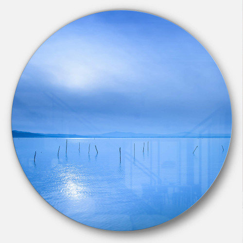 Designart Blue Water Surface in Morning Seascape Photo Metal Artwork-Disc of 23 inch, 23'' H x 23'' W x 1'' D 1P Designart Blue Water Surface in Morning Seascape Photo Metal Artwork-Disc of 23 inch, 23'' H x 23'' W x 1'' D 1P