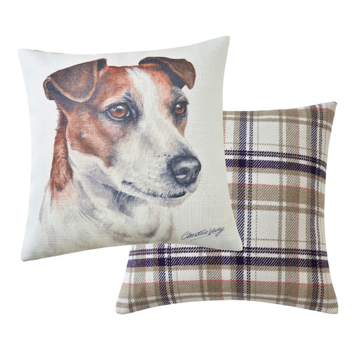 Maturi Jack Russel Filled Dog Cushion-43 x 43cm / 17 x 17-inch, Multi-Colored